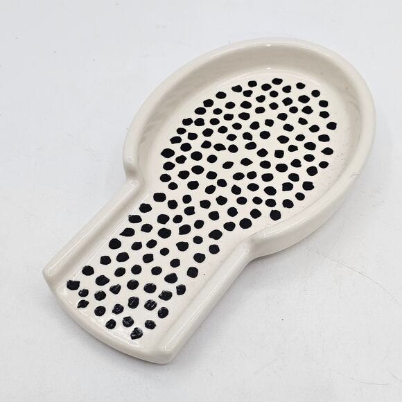 Thyme & Table Ceramic Spoon Rest Black Dot Contemporary Stoneware - Picture 5 of 7